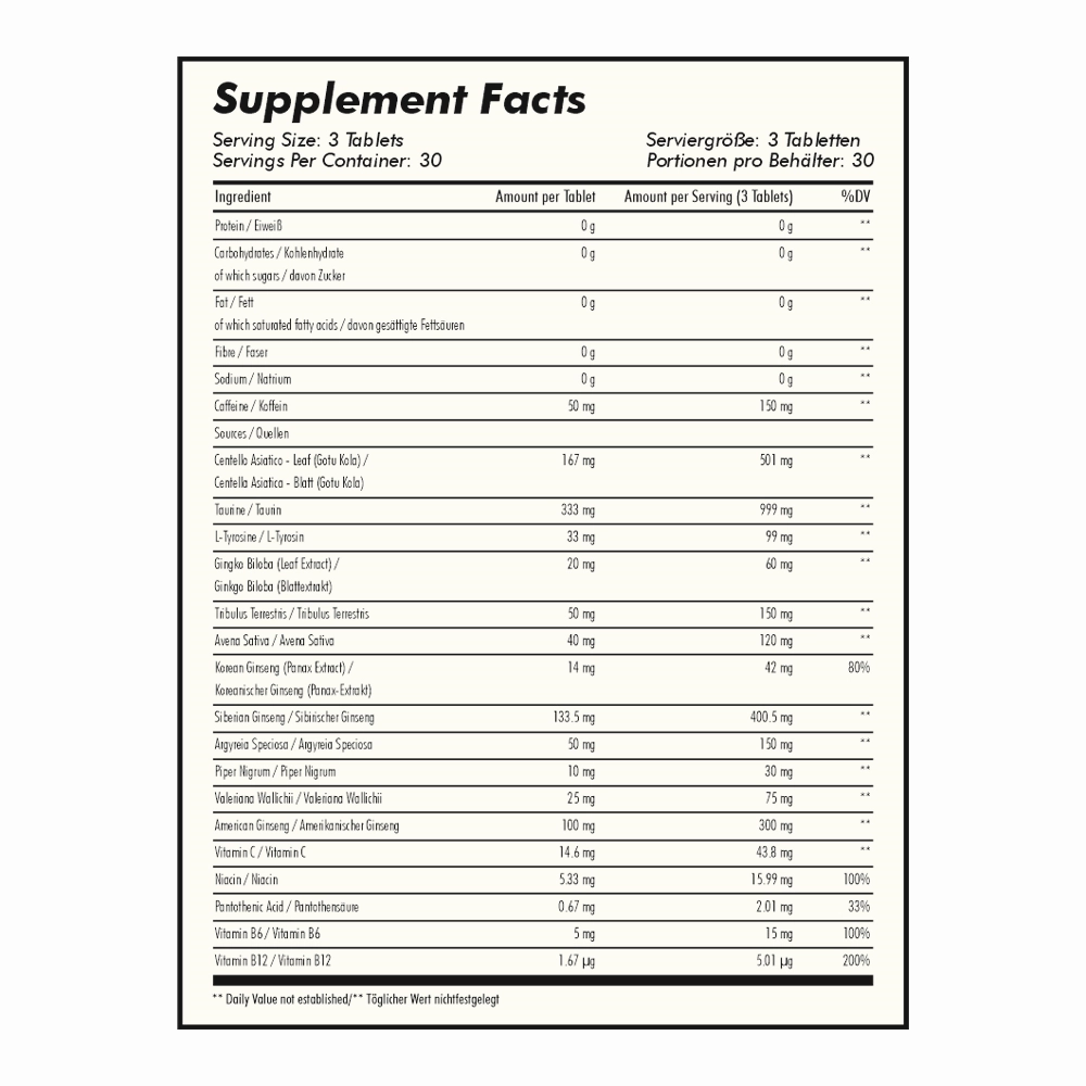 Extreme Speed Booster Nutrition Facts